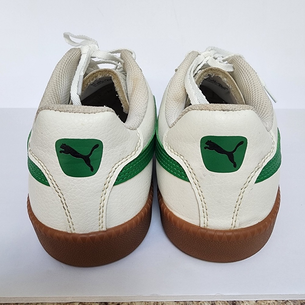 Puma White Sneakers with Green Formstrip and Gum Sole Mens Sz 10.5 - Picture 4 of 9
